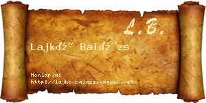 Lajkó Balázs névjegykártya